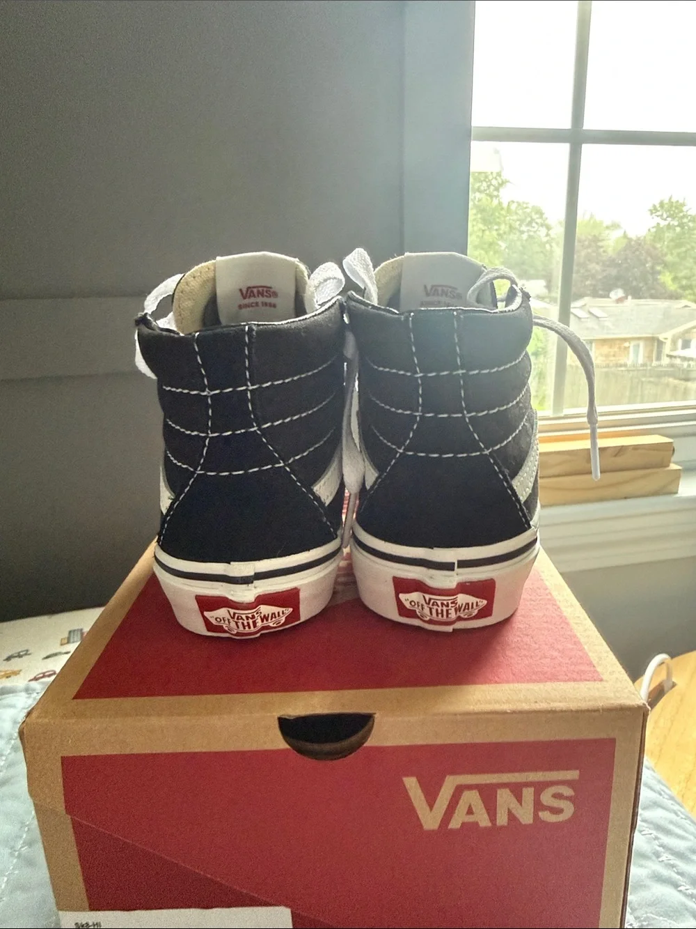 Vans Kids Black and White High-Top Skate Sneakers